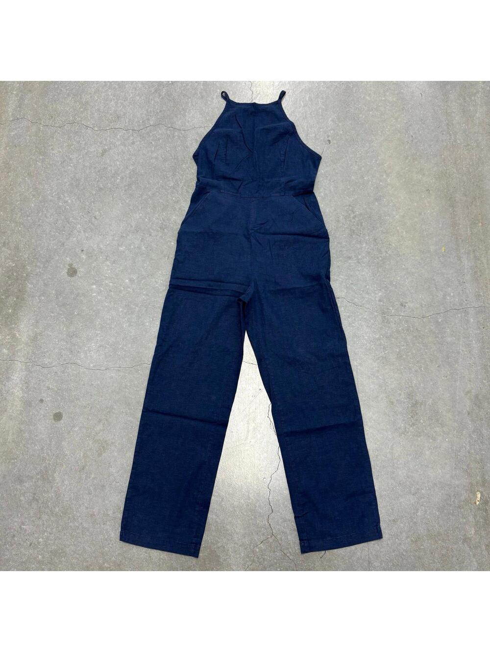 Urban Outfitters Navy Blue Linen Jumpsuit